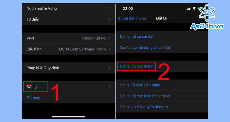  Reset lại cài đặt mạng cho iPhone