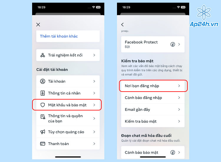  Chọn Nơi bạn đăng nhập