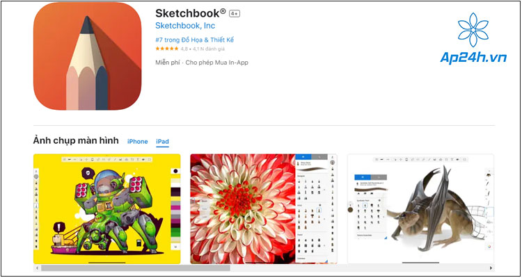 Giao diện của Sketchbook