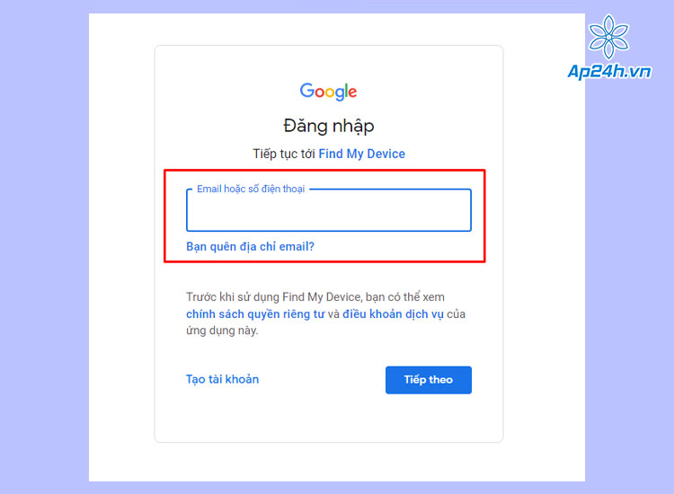 Đăng nhập vào Tài khoản Google