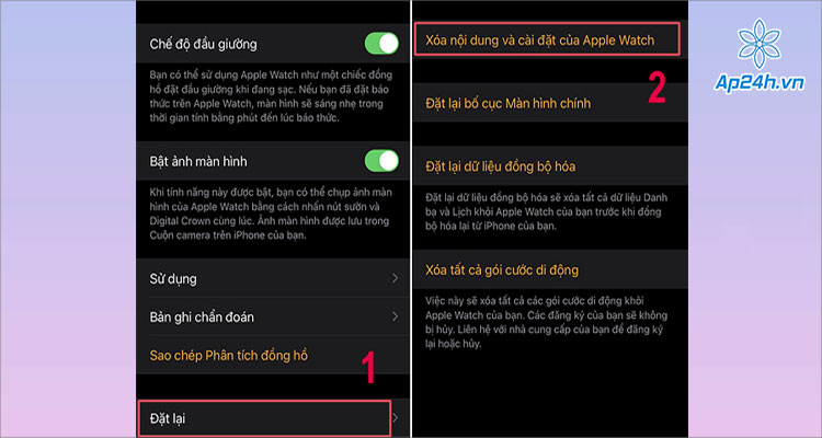  Cài đặt lại đồng hồ Apple Watch bằng iPhone đã ghép đôi