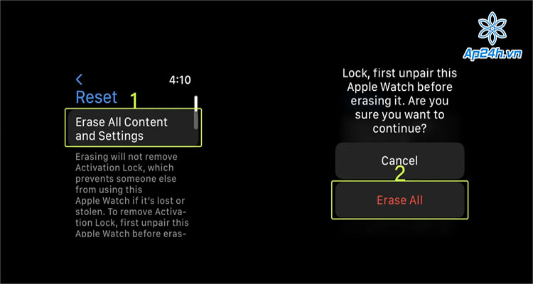  Cài đặt lại đồng hồ Apple Watch trong phần Cài đặt