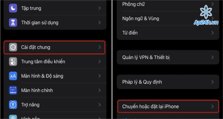  Khôi phục lại cài đặt gốc