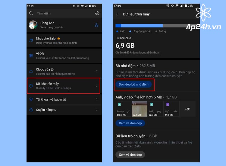  Xóa bộ nhớ cache để khắc phục Zalo không hiển thị hình đại diện