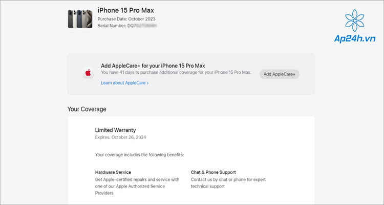  Màn hình hiển thị khi máy còn trong thời gian bảo hành 