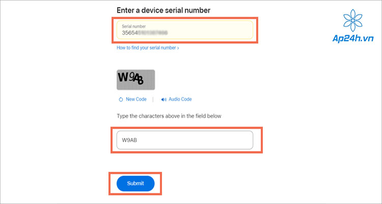  Nhập số IMEI