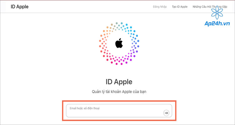 Đăng nhập ID Apple