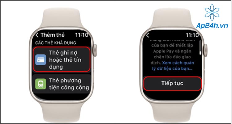 Chọn Thẻ ghi nợ hoặc thẻ tín dụng