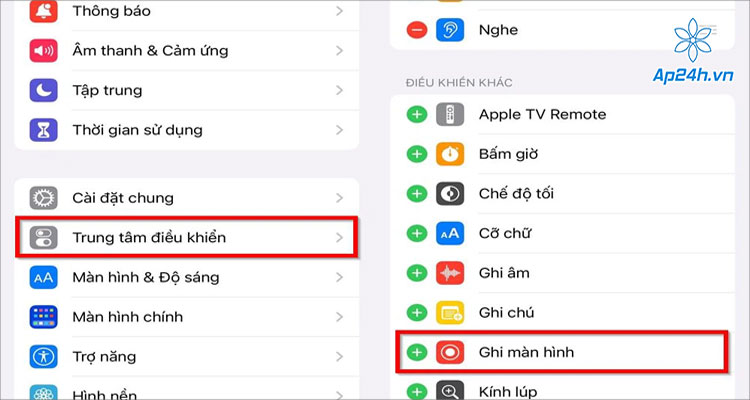  Thêm tính năng Ghi màn hình vào Trung tâm điều khiển