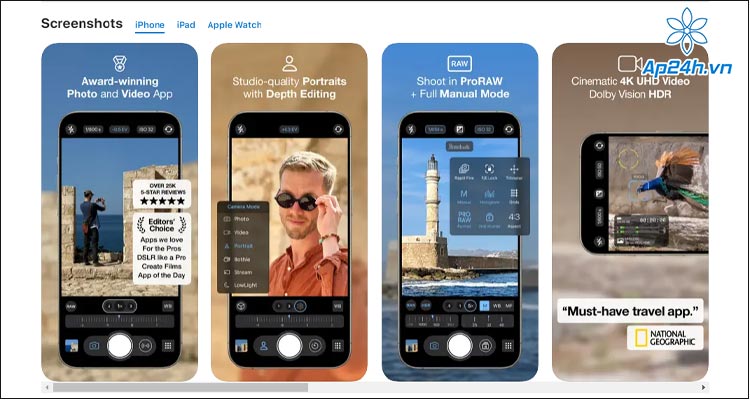  Giao diện của ProCamera