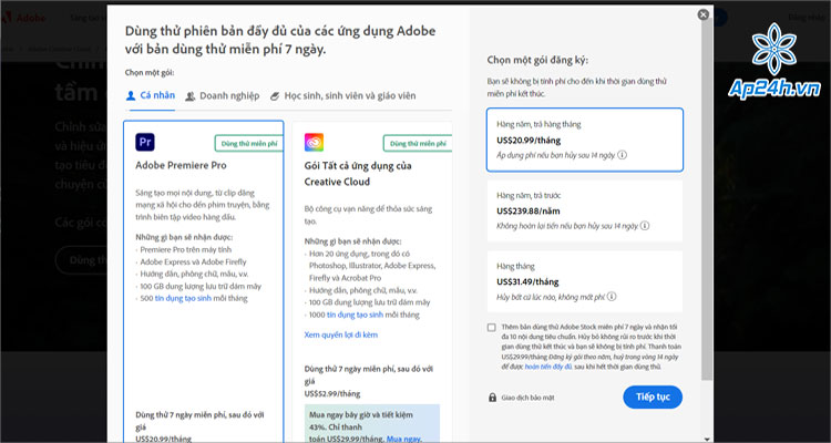 Chọn Tiếp tục