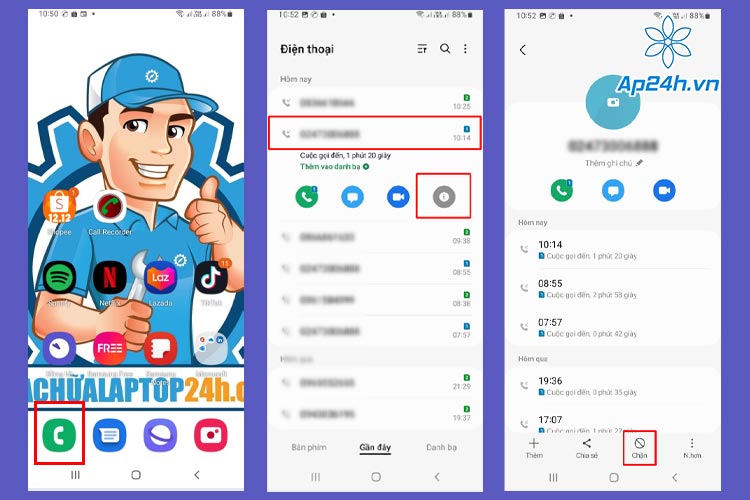 Chặn từng số lạ gọi đến trên Samsung