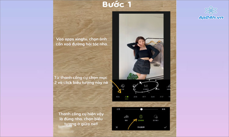 Chọn biểu tượng ở giữa