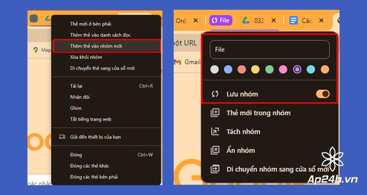 nhom cac tab trong google chrome