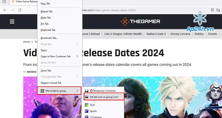 nhom cac tab trong firefox