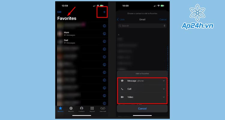  cai dat favorite contacts