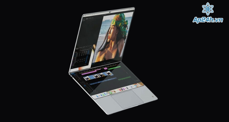 Chiếc MacBook màn hình với bàn phím ảo