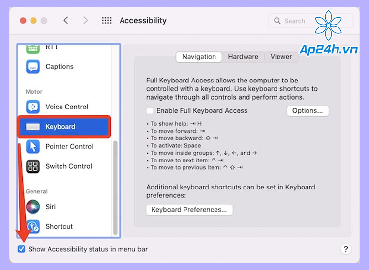 Accessibility and then select Accessibility Keyboard