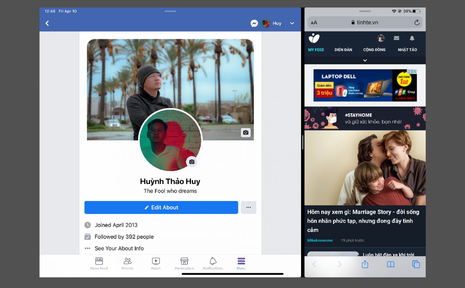 Facebook trên iPad đã hỗ trợ chia đôi màn hình tiện lợi cho người dùng