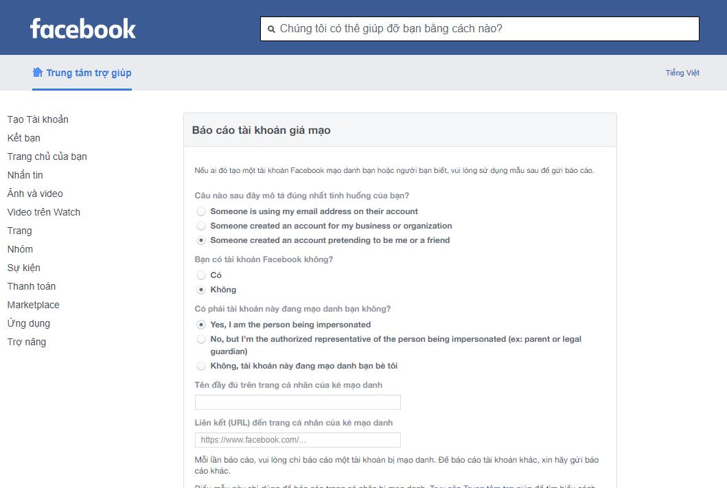 Hướng dẫn cách xử lý khi bạn bị mạo danh trên Facebook
