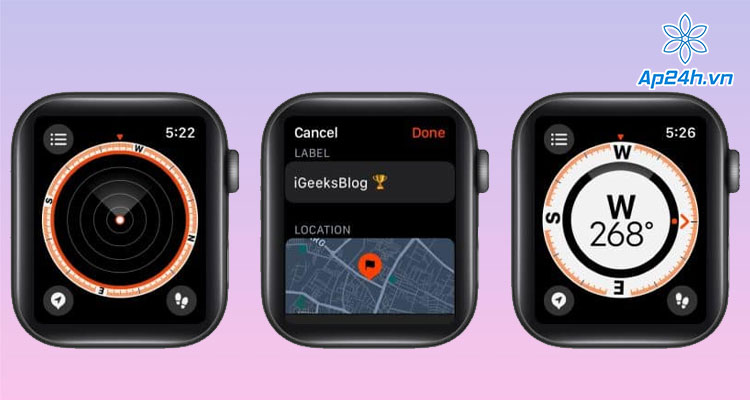 Waypoints và la bàn trên Apple Watch Ultra