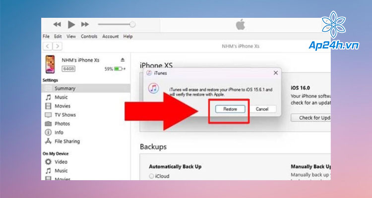 Cho phép iPhone được restore và hạ về phiên bản iOS 15