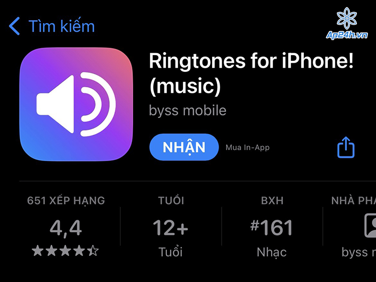 Ứng dụng Ringtones cài nhạc chuông cho iPhone 12 pro max