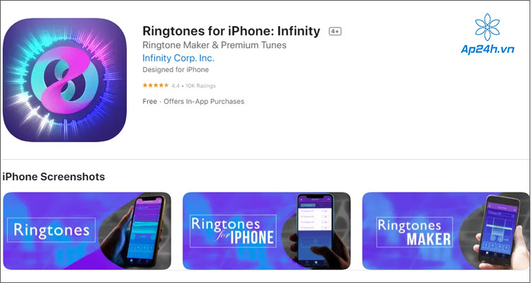 Giao diện của Ringtones for iPhone: Infinity