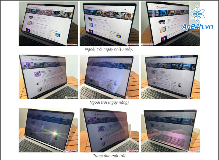  Hình ảnh hiển thị khi MacBook Pro 16 ở nhiều môi trường ánh sáng
