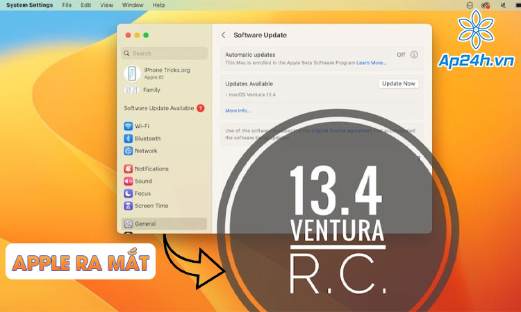  Apple Ra mắt macOS Ventura 13.4 RC