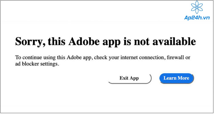 Sorry, this Adobe app is not available