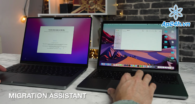  Migrate Assistant được thiết lập trên cả hai máy Mac