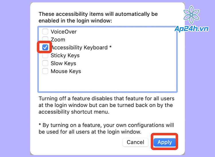  Bàn phím trợ năng (Accessibility Keyboard