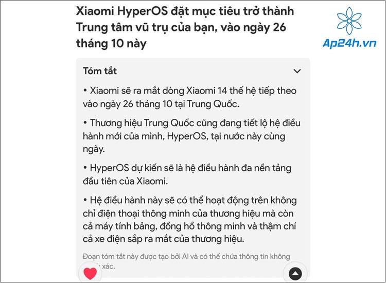  Một đoạn dịch thông báo của Xiaomi 