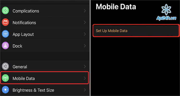  Chọn Set Up Mobile Data