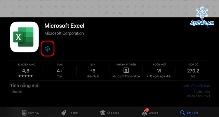  Tải ứng dụng Microsoft Excel
