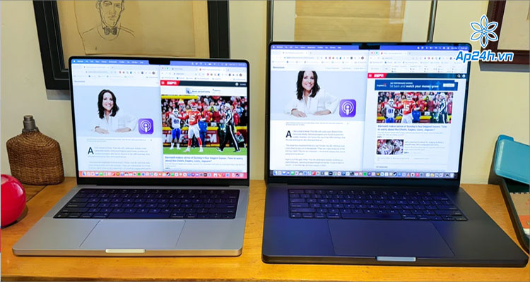  So sánh chế độ chia đôi màn hình trên MacBook Pro 14 inch và 16 inch