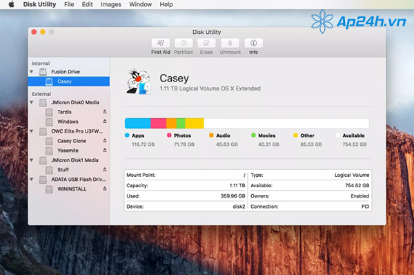 Định dạng ổ đĩa của Mac bằng Disk Utility