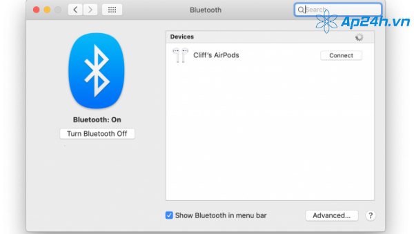 Bluetooth sẽ xuất hiện trên bảng control