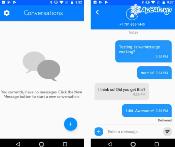 Ứng dụng weMessage trên Android
