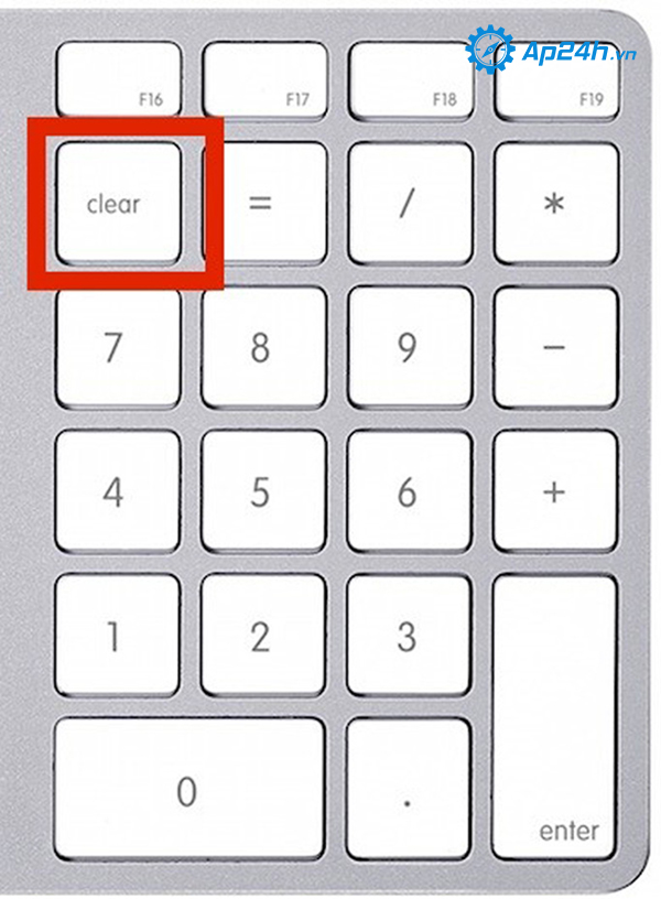 Sử dụng phím Clear kích hoạt bàn phím số Macbook