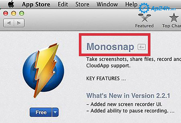 Giao diện phần mềm Monosnap 