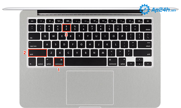 Sử dụng phím tắt Macbook Command + Shift + 4