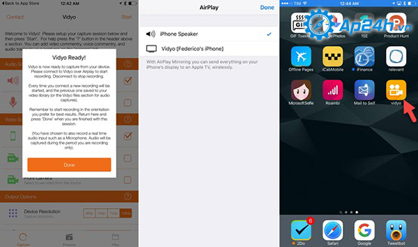 Sử dụng Vidyo như một ứng dụng bên thứ ba để lưu hình ảnh trên màn hình iPhone